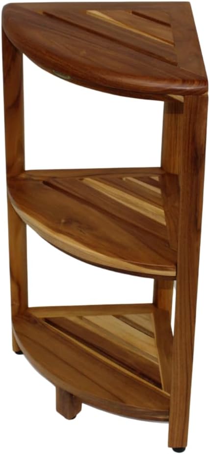 EcoDecors 3-Tier Shelf Waterproof Teak Wood Shower Shelf for Inside Shower Provides Storage, and Organization for Bathroom Accessories