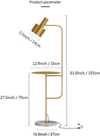 Hsyile Lighting KU300217 Contemporary Modern Creative Floor Lamp with a Table,Suitable for Living Room,Den,Office,Bedroom - E26 Base - Brushed Brass Finish
