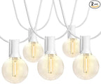 SUNTHIN White String Lights, 97FT White Outdoor Lights with 49 G40 Shatterproof LED Bulbs(1 Spare), Waterproof Conectable Hanging Outside Lights for Yard, Porch, Deck, Garden, Pergola