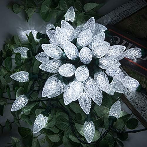 AWQ 200LED 146.9 FT C9 Christmas String Lights Plug in Fairy Twinkle String Lights 8 Modes Timer Function Waterproof Extendable for Indoor Outdoor Wedding Party Christmas Decoration (200, White)