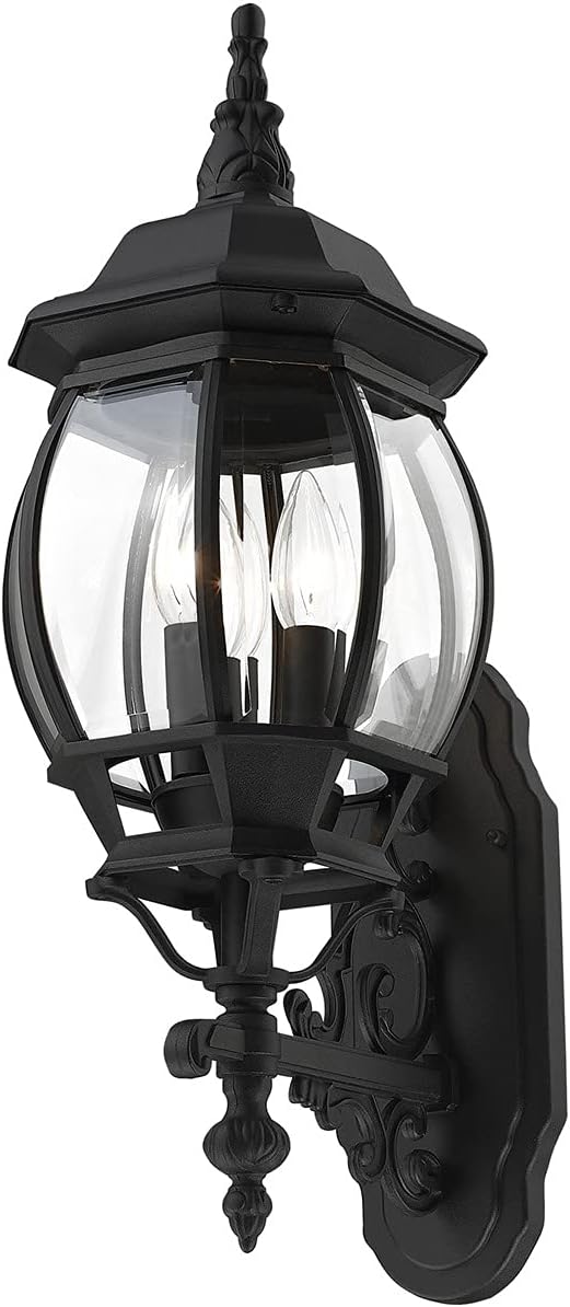 3 Lt Textured Black Outdoor Wall Lantern 7524-14