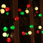 Red White and Green Christmas Lights Outdoor Pearlized G15 70 LED 19ft Plug in Mini Globe String Lights Multi Color Green Wire for Indoor Patio Xmas Tree