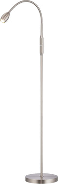O’Bright Ray – Adjustable LED Beam Floor Lamp, Dimmable and Zoomable Spotlight, Flexible Gooseneck, Reading/Crafting Standing Lamp, Work Table Light, Brushed Nickel