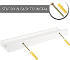 16 Inch White Floating Shelves Wall Mounted, Solid Wood Wall Shelves for Decor and Storage, Picture Ledge Shelf for Bedroom/Bathroom/Living Room/Kitchen/Laundry Room, 16 * 4 * 1.5, 2 Pack