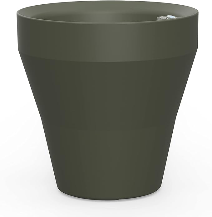 Crescent Garden Rim TruDrop Planter, Self-Watering Plant Pot, 26-Inch (Olive)