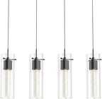 Alice 4-Light Chandelier Pendant Ceiling Light, Integrated Led and Bubble Glass, for Kitchen Island, Hallway, Entryway, Passway, Dining Room, Bedroom, Balcony Living Room (Black)