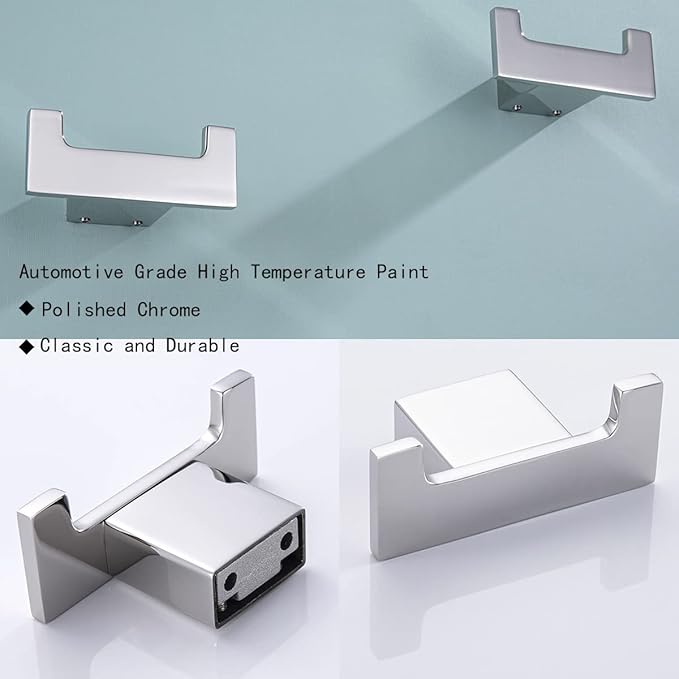 RANDOM Double Towel Hooks for Bathroom Wall Hook Heavy Duty Coat Robe Clothes Towel Sponges Hooks Holder SUS304 Stainless Steel Wall Mount Bathroom Kitchen Accessories 2 Pack Polished Chrome.