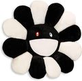 Smile Face Plush Rainbow Pillow, Sunflower Indie Decor Plush Pillow Soft & Comfortable Flower Floor Pillow for Home Reading Bed Room Decoration (40CM, Black and White)