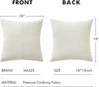 MIULEE Christmas White Corduroy Pillow Covers Pack of 2 Boho Decorative Spliced Throw Pillow Covers Soft Couch Pillowcases Cross Patchwork Textured Cushion Covers for Living Room Bed Sofa 18x18 inch
