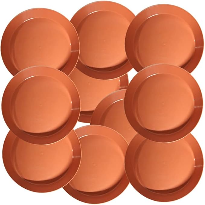 10 3inch (2.5in Base) Plant Saucers - Terra Cotta Colored Polypropylene Made in USA