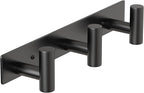 PMMASTO Coat Rack Wall Mounted, 3 "T Shaped Wall Hooks for Hanging, Heavy Duty Stainless Steel Coat Hook Rail for Hat Towel Robes in Bathroom Kitchen Mudroom Entryway (Black, 1PC)