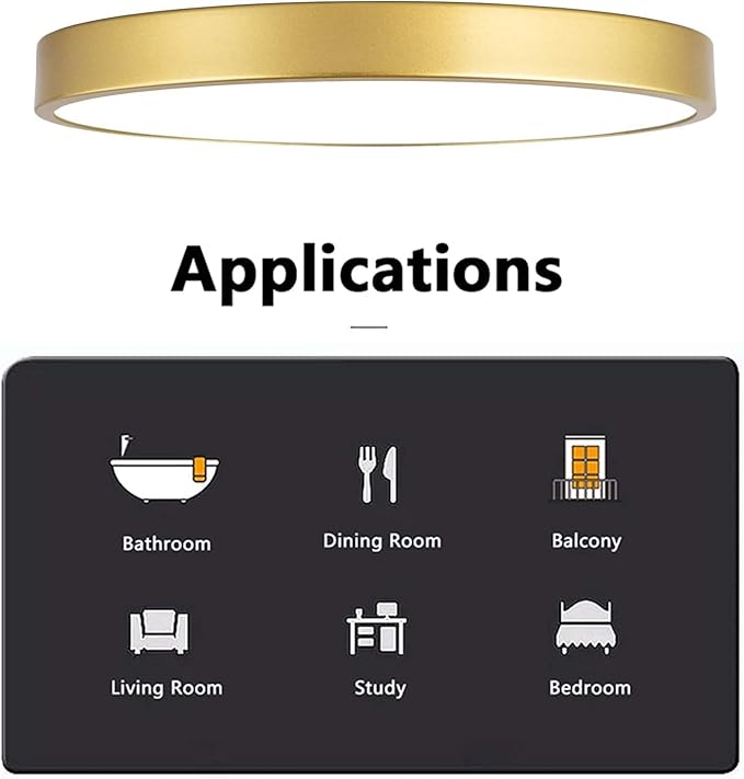 Gold Flush Mount Ceiling Light 2 Pack,9 inch Modern Metal Gold LED Ceiling Light Fixtures,Low Profile,3000K-5000K Round Flat Pane Ceiling Mount for Bedroom,Living Room,Hallway