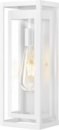 15" Large Outdoor Light Fixture Wall Mount, White Outdoor Sconce Lights, Modern Waterproof Exterior Porch Lights with Clear Glass Shade for Front Door, Garage, 1 Pack