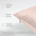 lalaLOOM Velvet Throw Pillow Covers, Set of 2 Decorative Square Pillows Home Decor, Soft Accent Cases, Silky Machine Washable Pillowcases for Sofa, Couch, Bedroom, Living Room, 16x16, Petal Pink