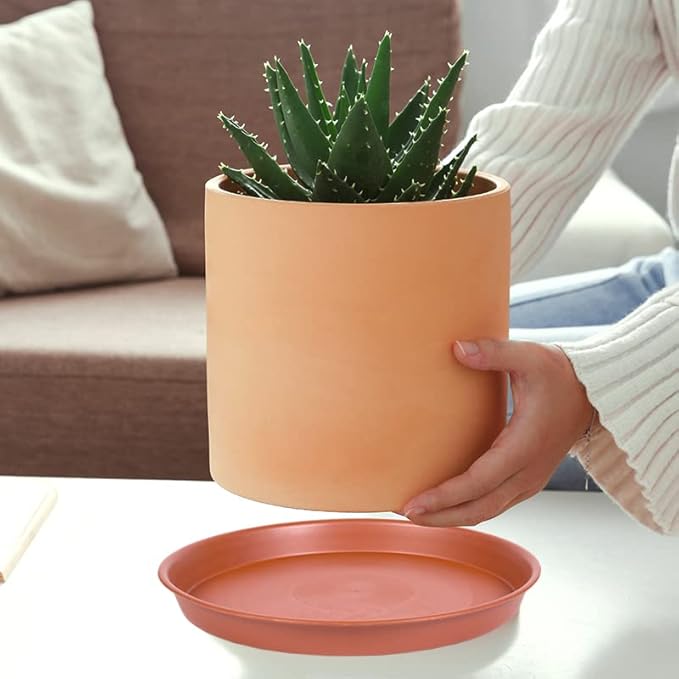 6 Pack of 4 inch Plant Saucer, Heavy Duty Plastic Plant Water Tray 4 inch Round, Pebble Tray, Plant Saucers for Indoors, Plant Dishes Saucer for Planter 3"/4" (4 inch, Terracotta)