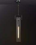 Modern Black Pendant Light, 21.6'' kitchen pendant lighting over island, Adjustable Height Glass Pendant Light Fixtures Large Pendant Lights Kitchen Island, for Dinning Room Farmhouse Bedroom Bathroom