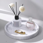 Natural Grey Marble Tray - Real Stone Decorative Tray, Genuine Marble for Bathroom, Kitchen, Dresser, Vanity - Holds Jewelry, Perfume, Shampoo - 8" Round