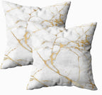CAPSCEOLL White Gold Throw Pillow Covers,Gray White Modern Abstract Art Painting Throw Pillows for Couch,Decorative Pillow Covers 18X18 Inch 2 Pcs Square Cushion Cover Gift for Couch Sofa