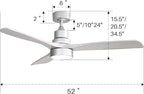 Sofucor 52 Inch Ceiling Fan with Lights, Low Profile Flush Mount Mordern Wood Ceiling Fan with Remote for Indoor Farmhouse Bedroom Living Room Outdoor Patio Porch, Reversible DC Motor, Noiseless