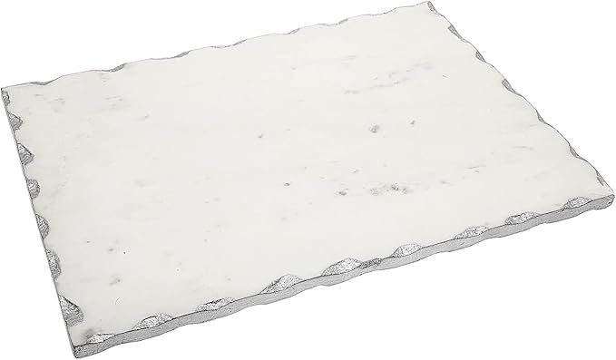 Godinger Cutting Board, Carving Board, Fruit Cutting, Meat Cutting, Marble with Silver Edge 16X12