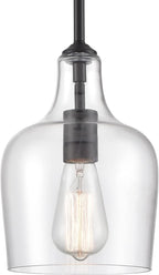 Modern Farmhouse Pendant Lighting for Kitchen Island Glass Black Pendant Light Fixtures Rod-Hung