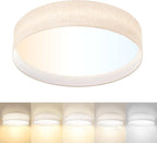 Hamilyeah 18 inch LED Ceiling Light Flush Mount Light Fixture 36W, Modern Kitchen Lighting Fixture Ceiling Mount with Fabric Shade, Dimmable Ceiling Lighting Fixture 5CCT for Bedroom, Bathroom
