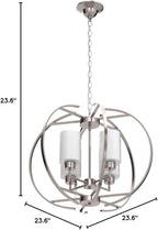BOZO Brushed Nickel Chandelier Dining Room Lighting Fixtures Modern Foyer 24" Orb Chandeliers 4 Light Hanging Pendant Ceiling Lighting Frosted Glass Shades
