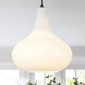 11" Milk White Glass Pendant Light, Blown Glass Hanging Ceiling Light Fixture with Black Finish, Large Vintage Modern Pendant Lamp for Kitchen Island, Sink, Hallway, Living Room