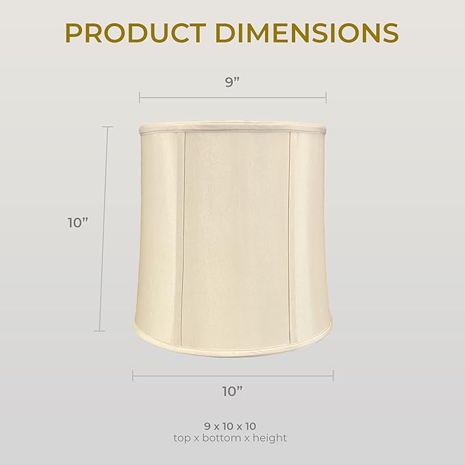 Royal Designs, Inc. Basic Drum Lamp Shade, Beige, 9" x 10" x 10"