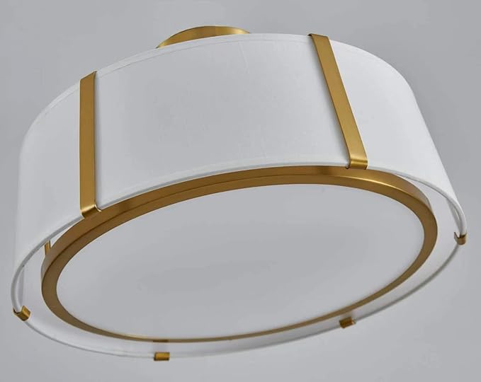 Shrine Lighting Drum Chandeliers, Modern Style, Perfect Ceiling Light Fixture for Living Space, D16'' x H9'', E12*3 Sockets, White Lampshade & Brass Finish