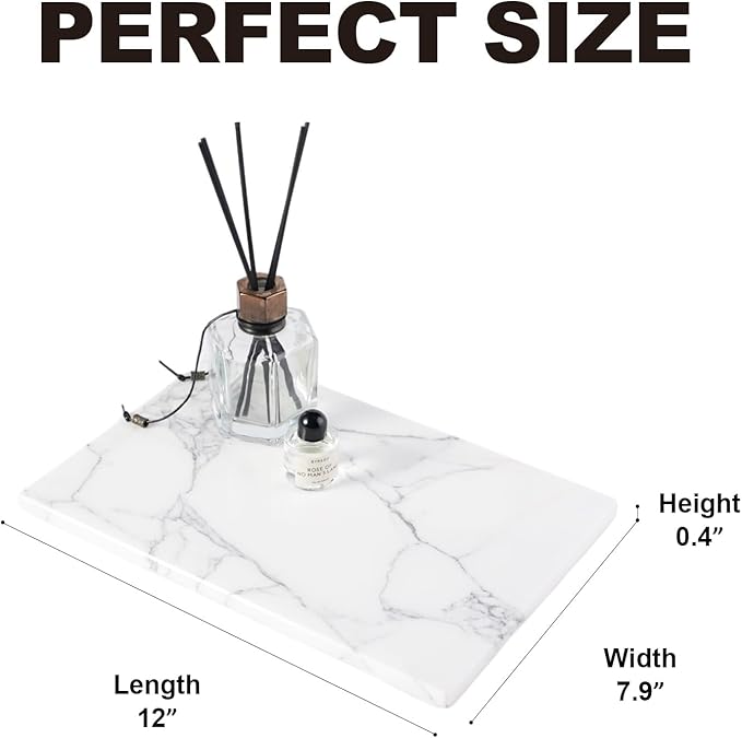 Natural Marble Cutting Boards for Kitchen - 12" x 8" Multi-Purpose Pastry Marble Tray Cheese Board Marble Slab for Counter, Bathroom Perfume Tray Jewelry Candle Plate (Arabescato)