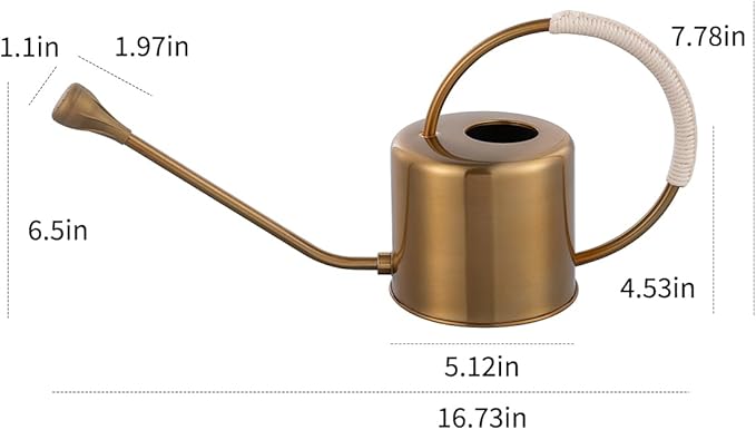 Yowon Stainless Steel Watering Can 40 oz Long Spout Indoor Outdoor Plant Watering Wrap Twine Around The Handle with 2 Removable Spray Spout for Flowers