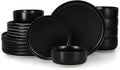 LIANYU 18PCS Dinnerware Plates and Bowls Sets, Ceramic Dishes Set for 6, Stoneware Dinner Dessert Salad Plates Cereal Bowls, Scratch Resistant Dishware, Microwavable & Dishwasher Safe, Matte Black