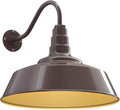 Steel Lighting Co. Redondo Barn Light | Outdoor Wall Mounted | 20 inch Dome | 16 inch Gooseneck | Large Farmhouse Warehouse Light Made in America | Dark Bronze Exterior/Brass Interior