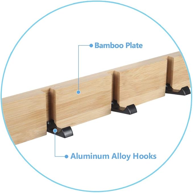 JSVER Wooden Coat Hooks Coat Rack Wall Mounted, Modern Coat Rack, Space-Saving Coat Hook with 4 Standard Retractable Hooks Hat Coat Hook for Entryway, Hallway, Bathroom, Living Room, Bedroom