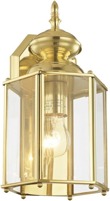 Livex Lighting 2007-01 Outdoor Wall Lantern with Clear Beveled Glass Shades, Antique Brass