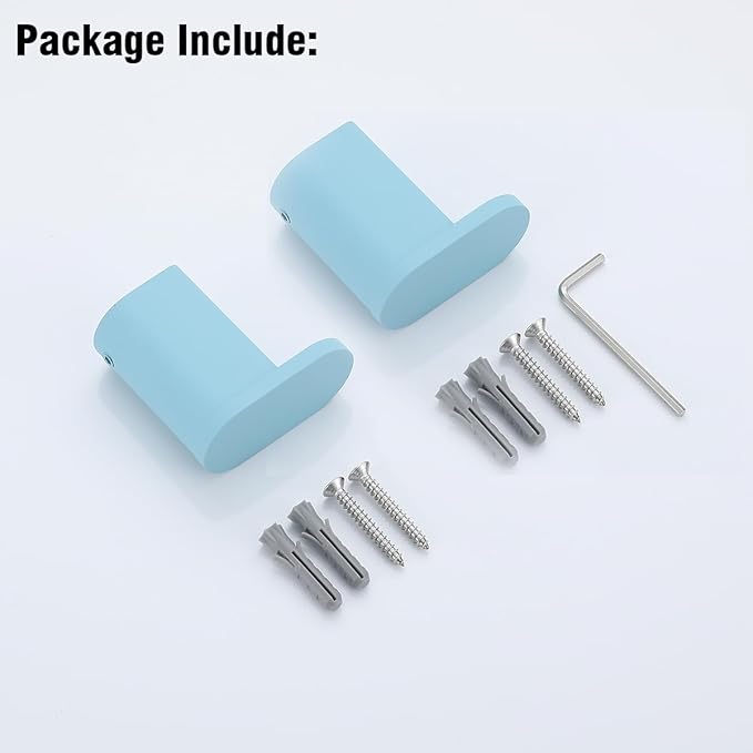 RANDOM Clear Sky Blue Towel Hooks for Bathrooms Round Shower Hooks Stainless Steel Wall Mount Coat Hook.96026-8CKB