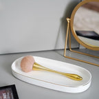 10x5 Bathroom Vanity Tray, Oval Ceramic Decorative Perfume Candle Tray for Bathroom/Kitchen Counter, White