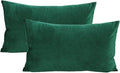 12x20 Set of 2 Lumbar Throw Pillow Covers Green Christmas Velvet Decorative Rectangle Cozy Cushion Cases Xmas Home Decor for Living Room Couch Sofa