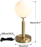 KCO Lighting Modern Gold Metal Table Lamp Mid Century Bedside Table Lamp with Matte Globe Golden Indoor Standing Light for Bedroom Vanity Living Room