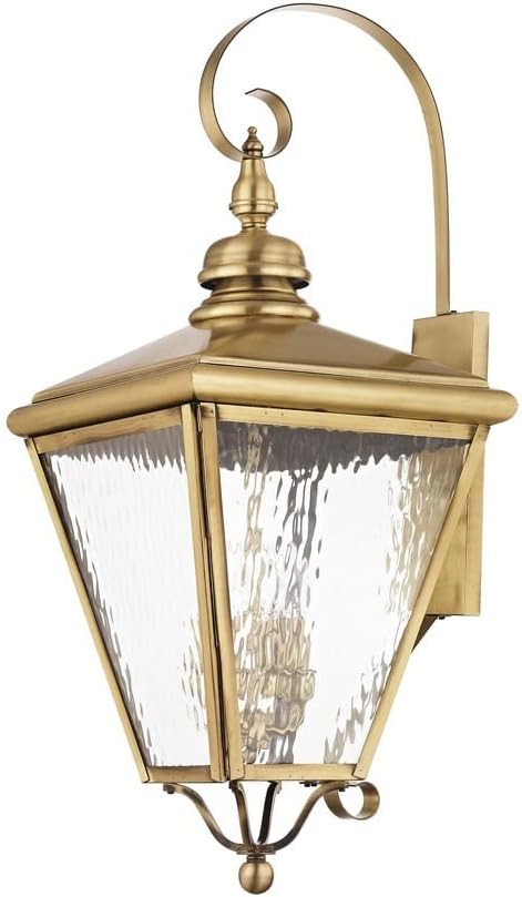 Livex 2036-01 Transitional Four Light Outdoor Wall Lantern from Cambridge Collection Finish, Antique Brass