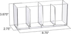 Amazing Abby - Glamour - 2-Pack Acrylic 4-Compartment Makeup Organizer, Transparent Plastic Makeup Brush Holder, Perfect Bathroom Vanity Storage Solution for Makeup Brushes, Eyebrow Pencils, and More