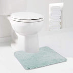 Walensee Contour Rug (20x24, Aqua) Non Slip Bath Mat, Soft Microfiber Shaggy Mat, Machine Washable, U Shape Toilet Rug
