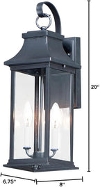 Maxim Vicksburg 2 Light Medium Outdoor Candle Style Wall Lantern with Black Finish