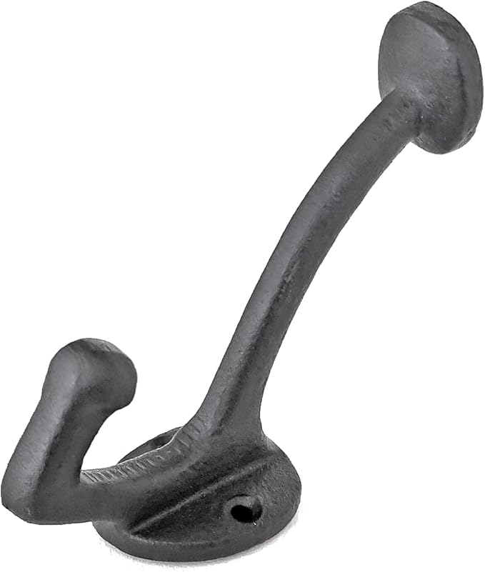 Ambipolar 5-Pack Vintage Decorative Cast Iron Wall Mounted Coat Hooks, Heavy Duty Black Hooks for Coats, Hats, Purse, Towels, Modern Farmhouse Decorative Hooks Black