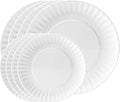 TP Melamine Dinner Plates Set of 8, 8" Salad Dessert Plates and 10.5" Dinner Plates, Dinnerware Set for 4, Indoors and Outdoors, White