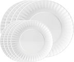 TP Melamine Dinner Plates Set of 8, 8" Salad Dessert Plates and 10.5" Dinner Plates, Dinnerware Set for 4, Indoors and Outdoors, White