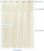 Ivory Long Hotel Shower Curtain with Detachable Liner - 230GSM Waffle Textured,Hotel Grade,Spa Like Bath Curtain,71W x 86H