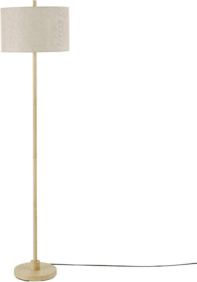 GLOBE Electric 65906 62" Floor Lamp, Light Faux Wood, Jute Shade, On/Off Rotary Switch on Socket