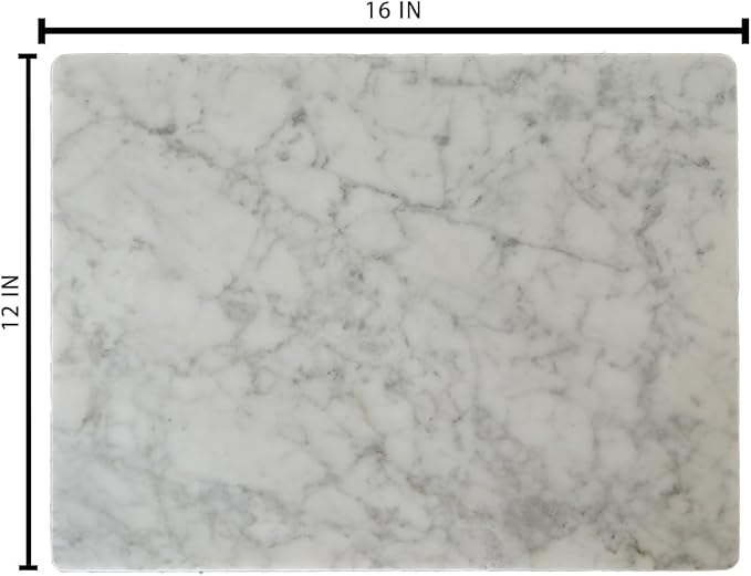 Natural Marble Cutting Board- 16x12 Inch Kitchen Bakery Tool for Professional Chef & Baker's Tray - Marble Display for Elegant Food Presentation & Stylish Kitchen Decor (white)
